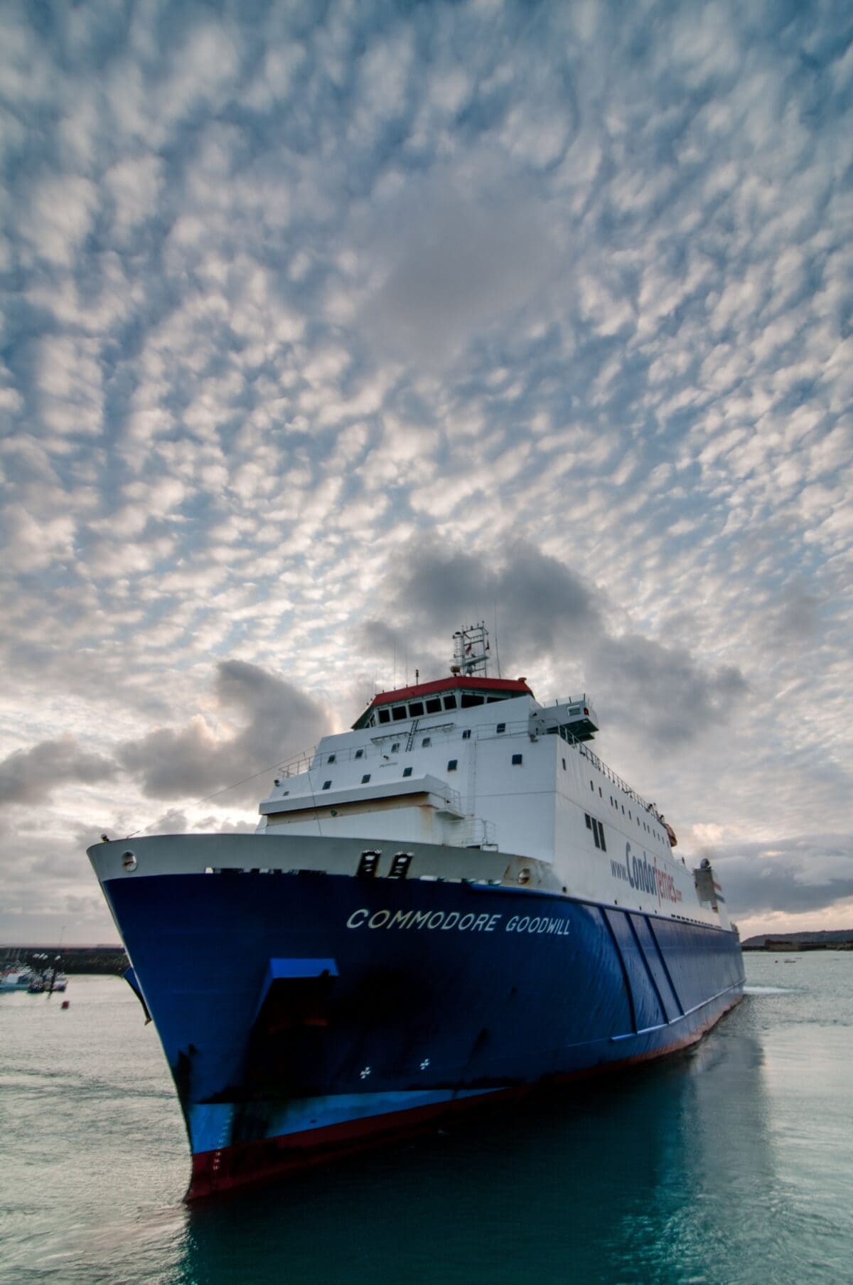 Condor Ferries arriving at the harbour at sunset, Albert Pier