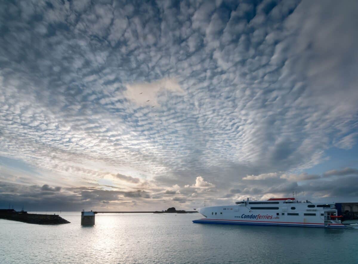 Condor Ferries leaving the harbour at sunset, from Albert Pier