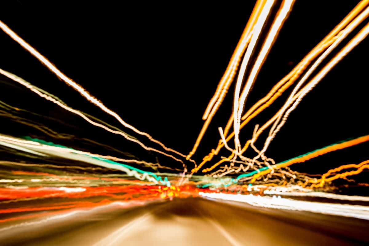 Light trails from a moving car at West Park, St. Helier, Jersey