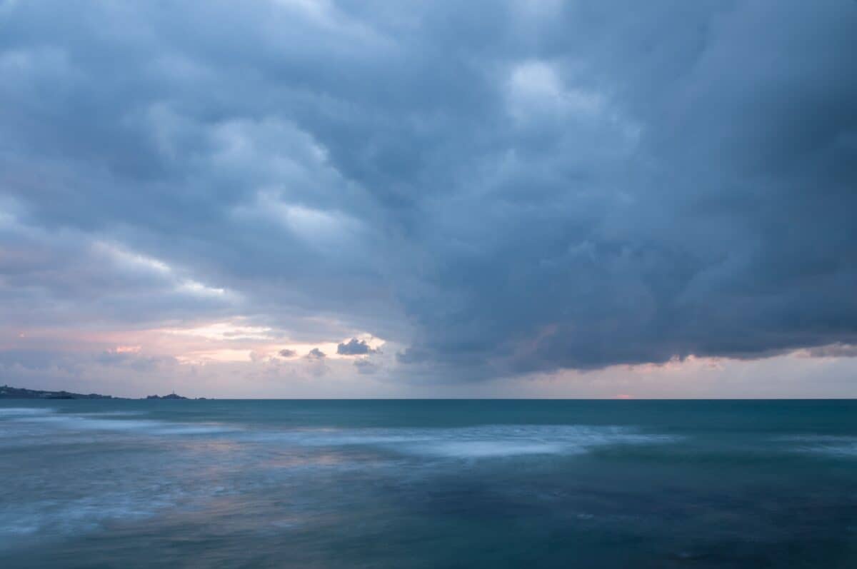Sea and cloud at L'Ouzière Slip, St. Ouen's Bay, St. Ouen