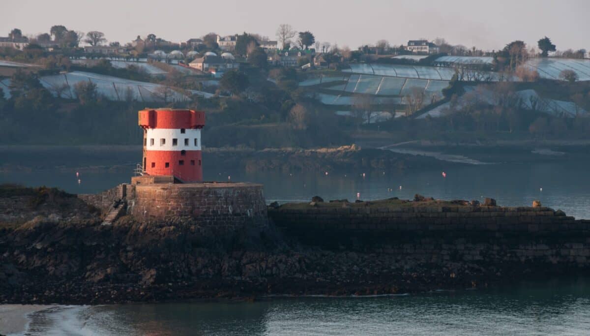 Martello Tower at Archirondel with potato cotils, St. Martin