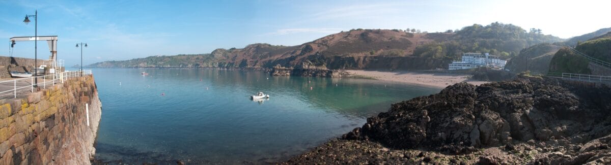 Panorama at Bouley Bay Pier, Bouley Bay, Trinity, Jersey