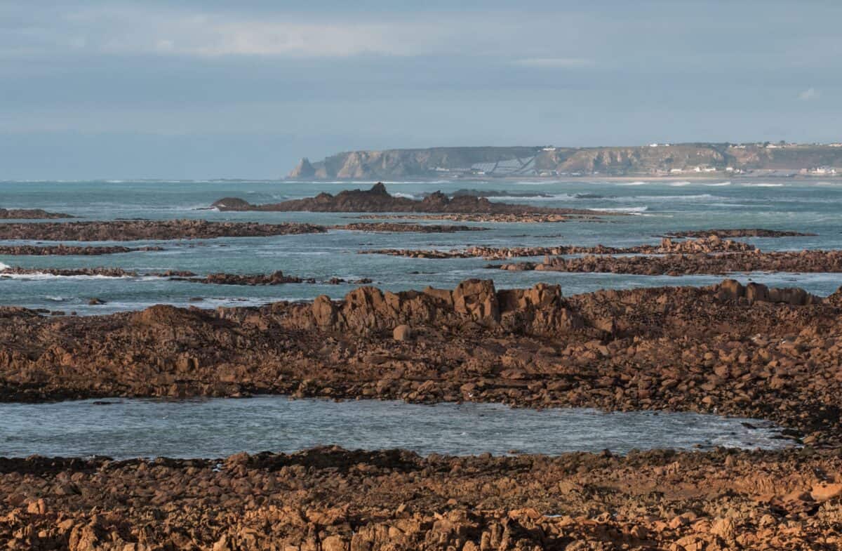 Rocks in St. Ouen's Bay, taken from Le Grouet, St. Brelade