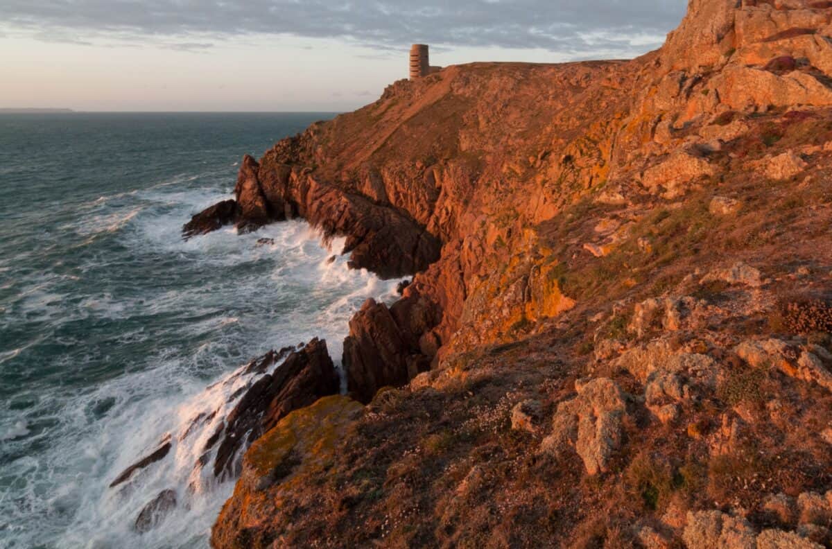 Cliff path looking towards MP3 Tower at Les Landes, St. Ouen