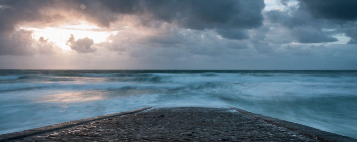 Rough waves at L'Ouzière Slip, St. Ouen's Bay, St. Ouen, Jersey