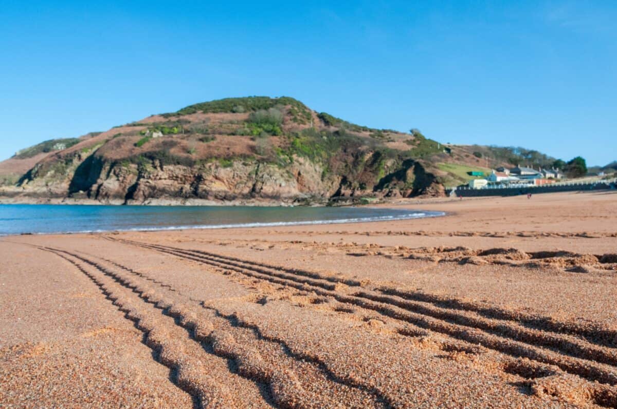 Sand tracks on the beach at Grève De Lecq, St. Ouen, Jersey