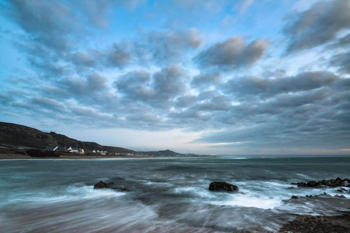 Sea, waves and clouds from the slipway at L'Etacq, St. Ouen