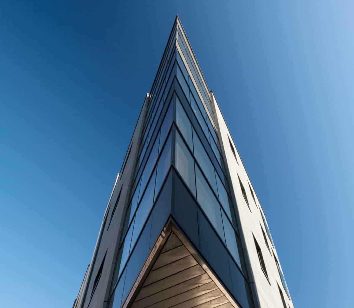 Sharp angled building at the bus station, St. Helier, Jersey