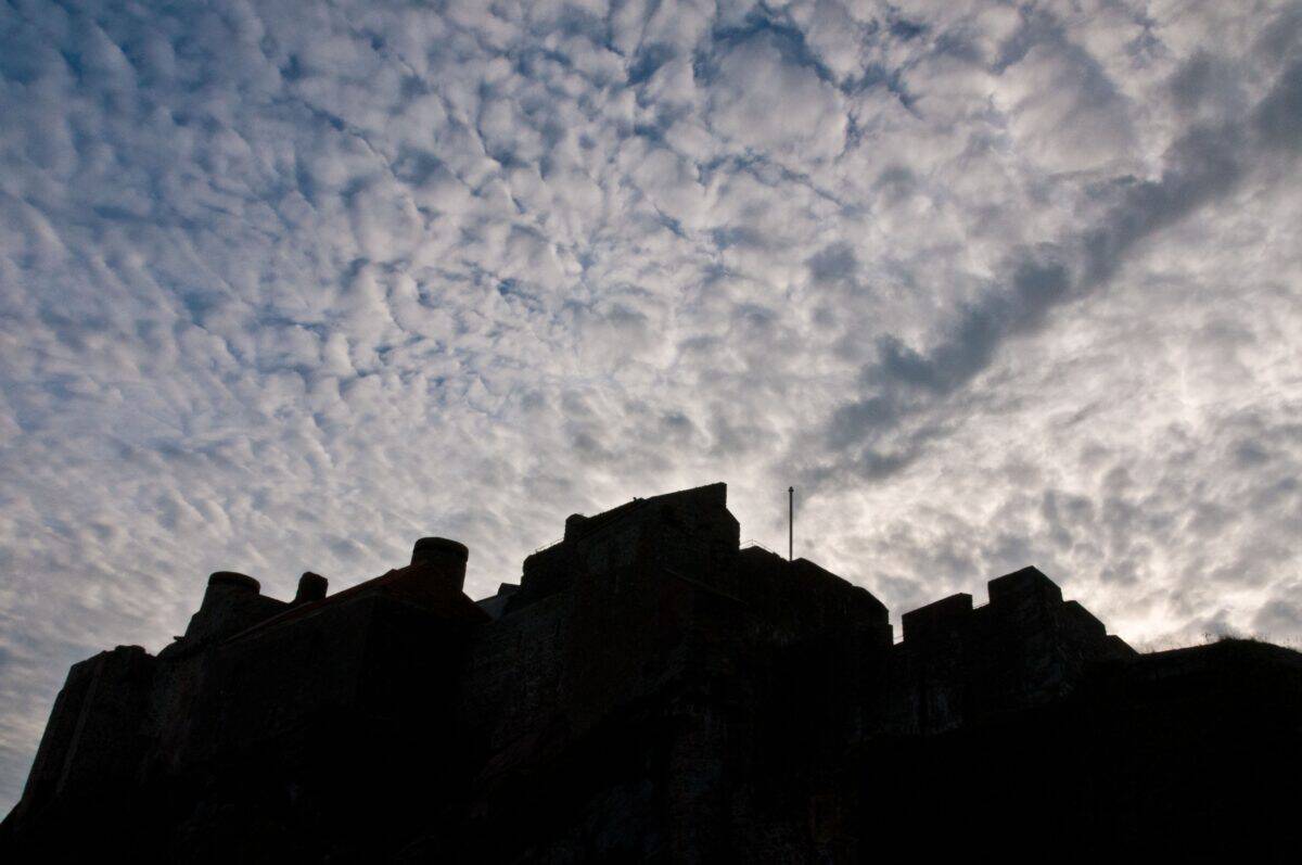 Silhouette of Mont Orgueil Castle, (Gorey Castle), Gorey