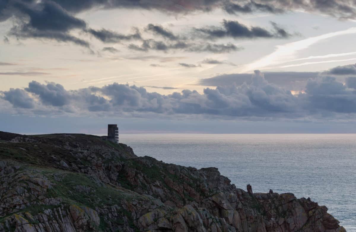 Sunset from the cliff path looking towards MP3 Tower, Les Landes