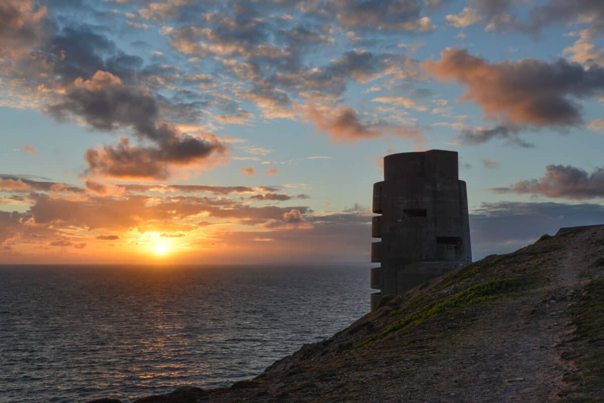 Sunset from the cliff path at MP3 Tower, Les Landes, St. Ouen