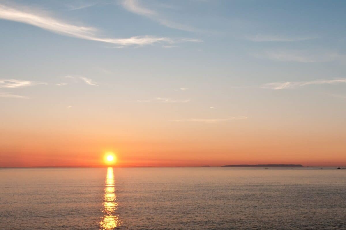 Sunset on the sea from the cliff path at Devil's Hole, St. Mary