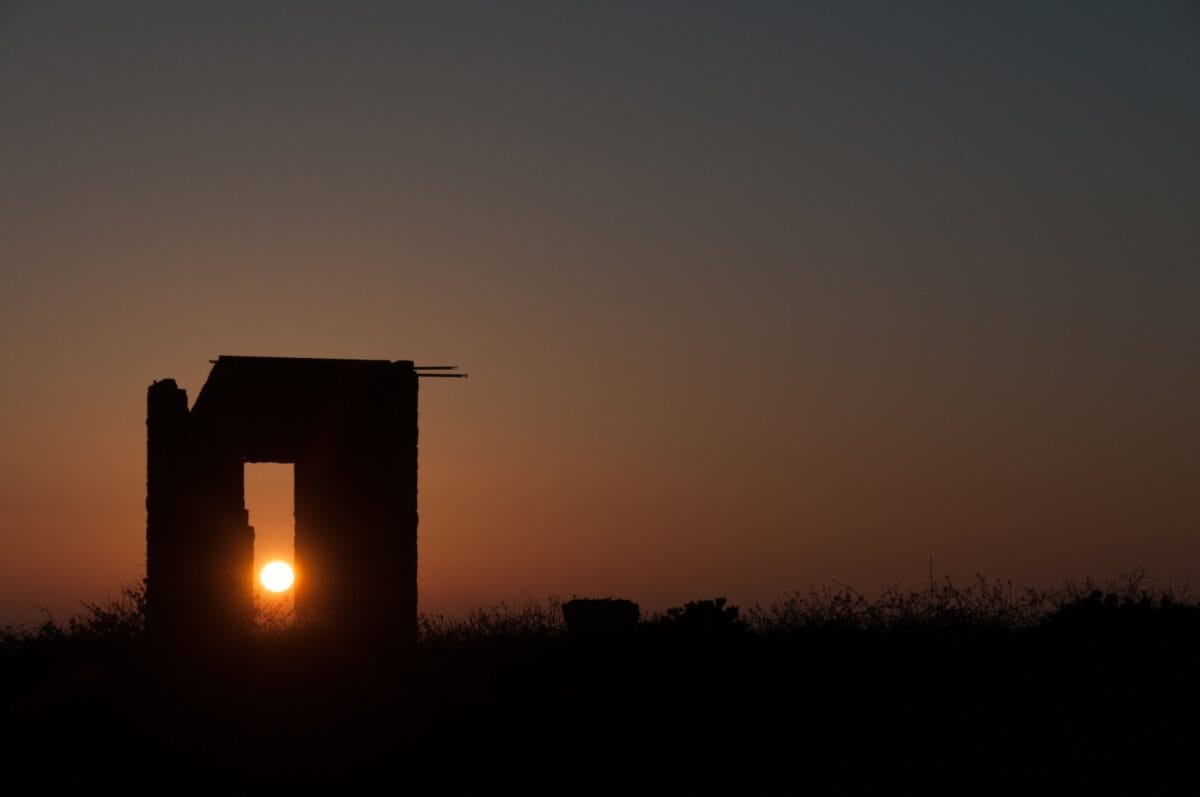 Sunset at a heritage structure at La Lande du Ouest, St. Brelade